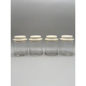 VTG 70s Federal Glass Co. Jar Canister Set of 4 Cream Lids Rare MCM C-327 EUC
